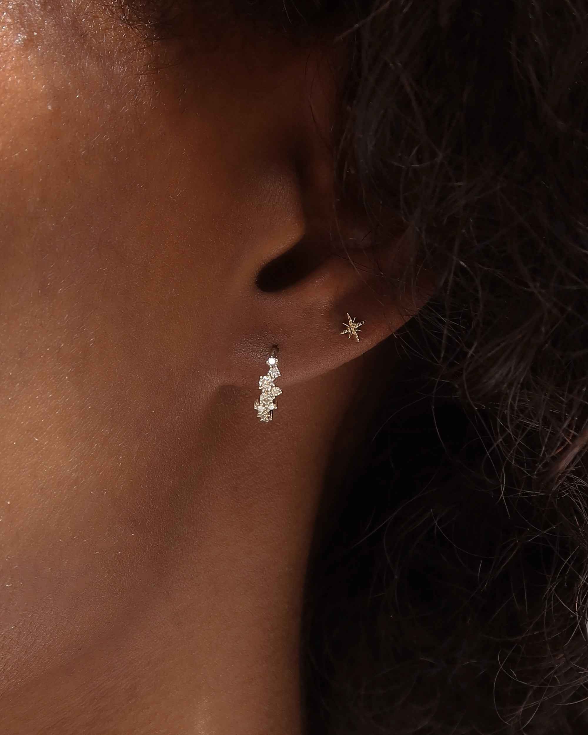 14k Beaded North Star Stud