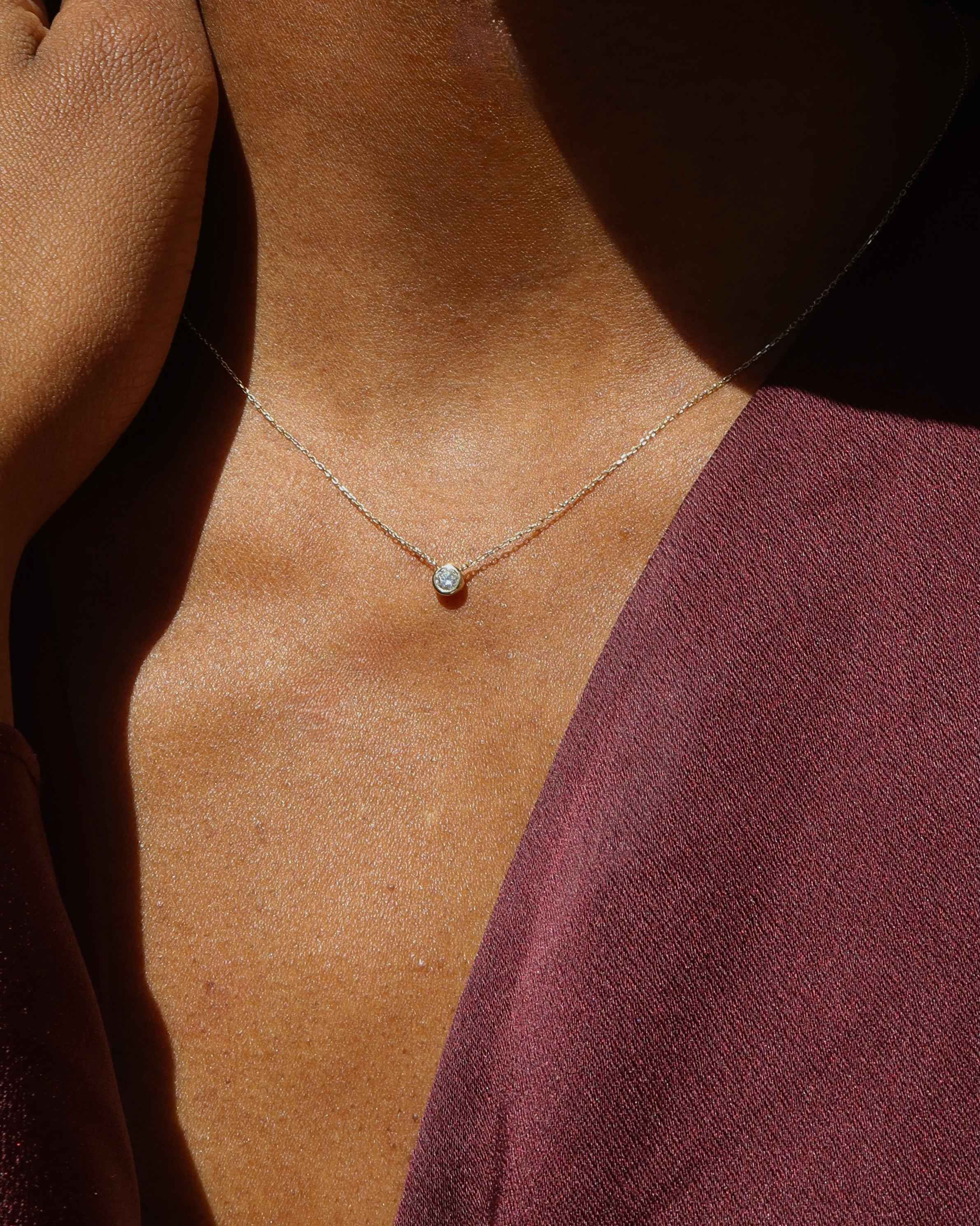 14k Margie Diamond Bezel Necklace