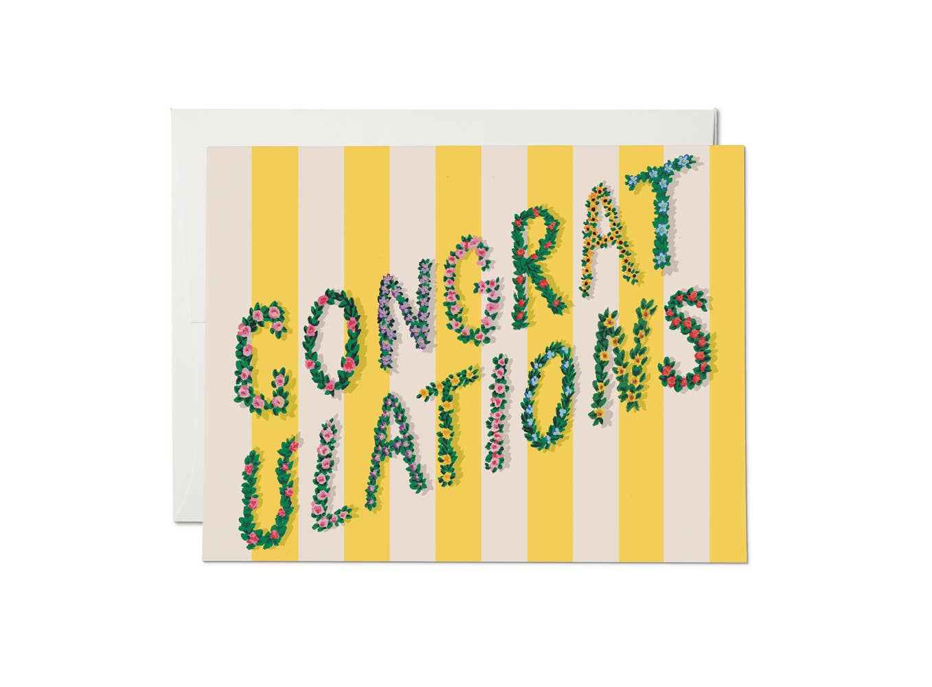 Yellow Stripes Congrats congratulations greeting card