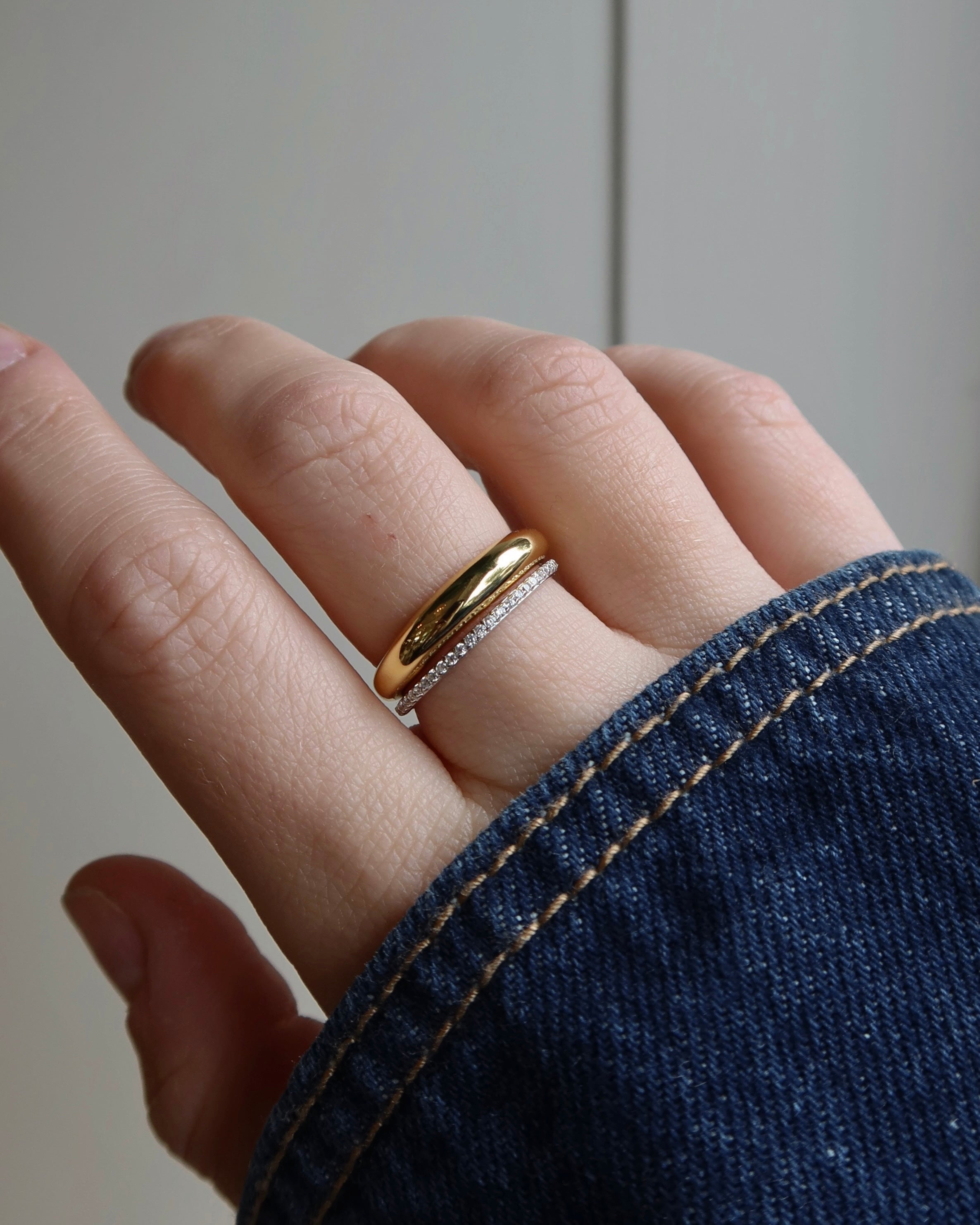Shiloh Pave + Riley Dome Ring Set