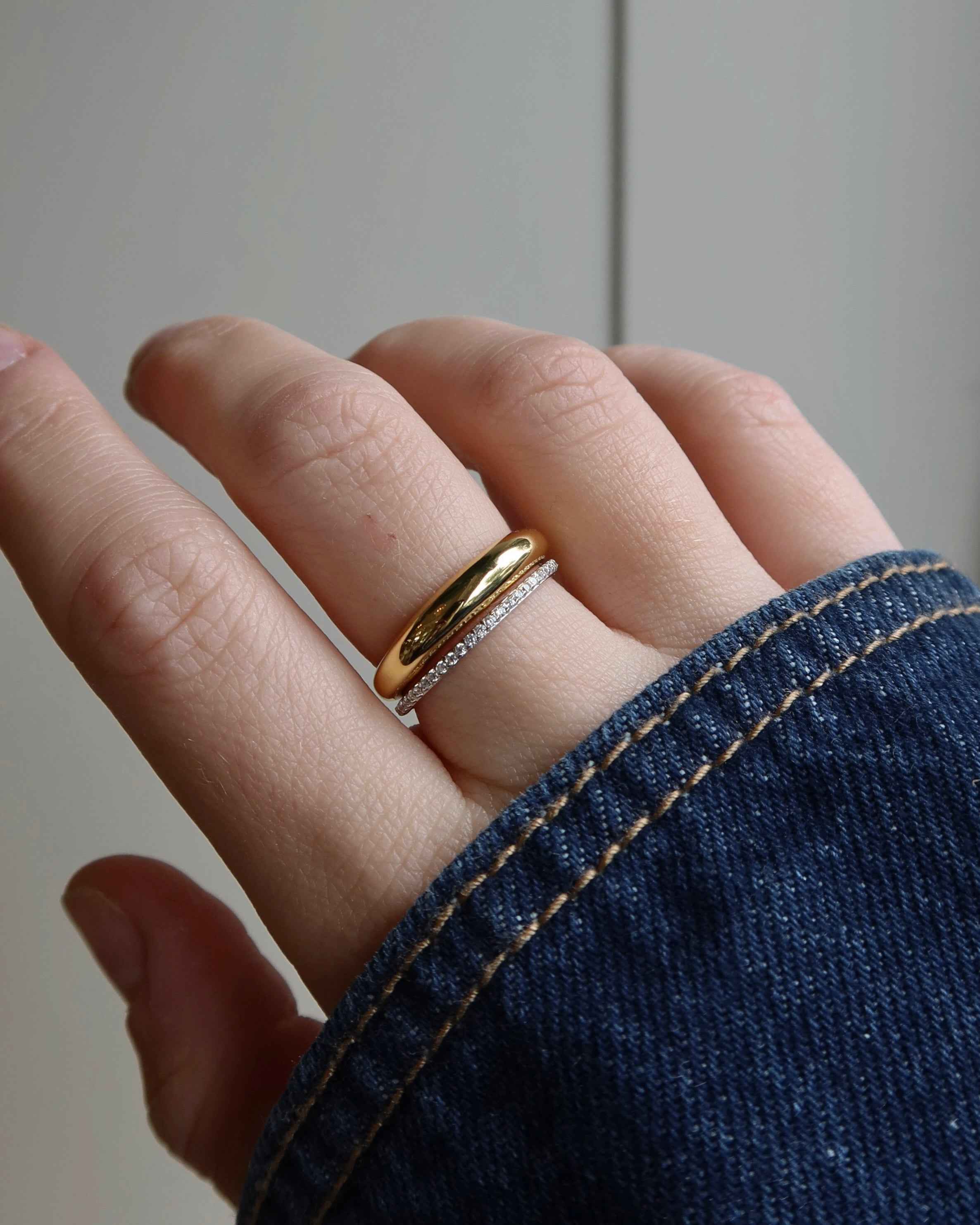 Shiloh Pave + Riley Dome Ring Set