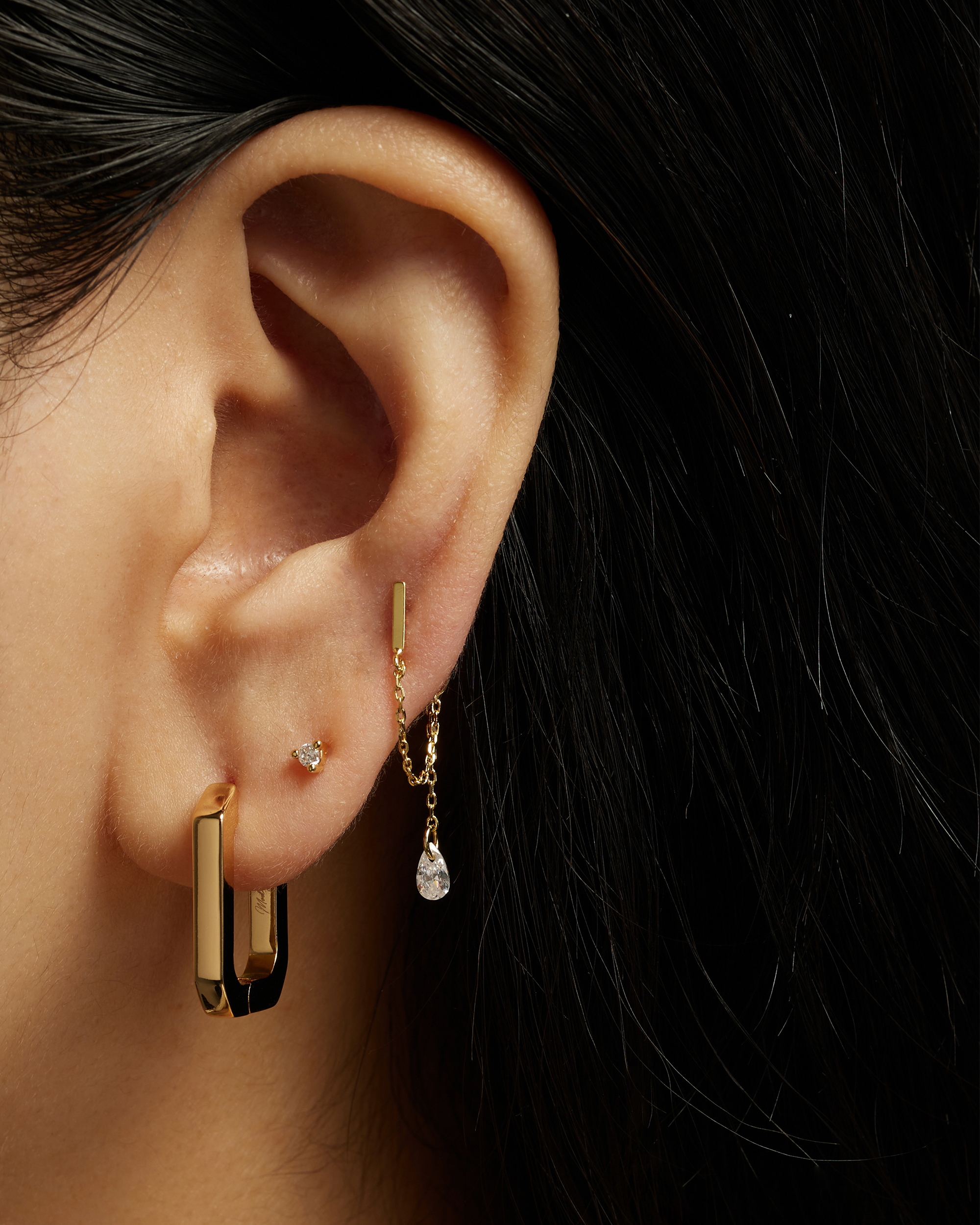 Mona Studs with Chain Hoop