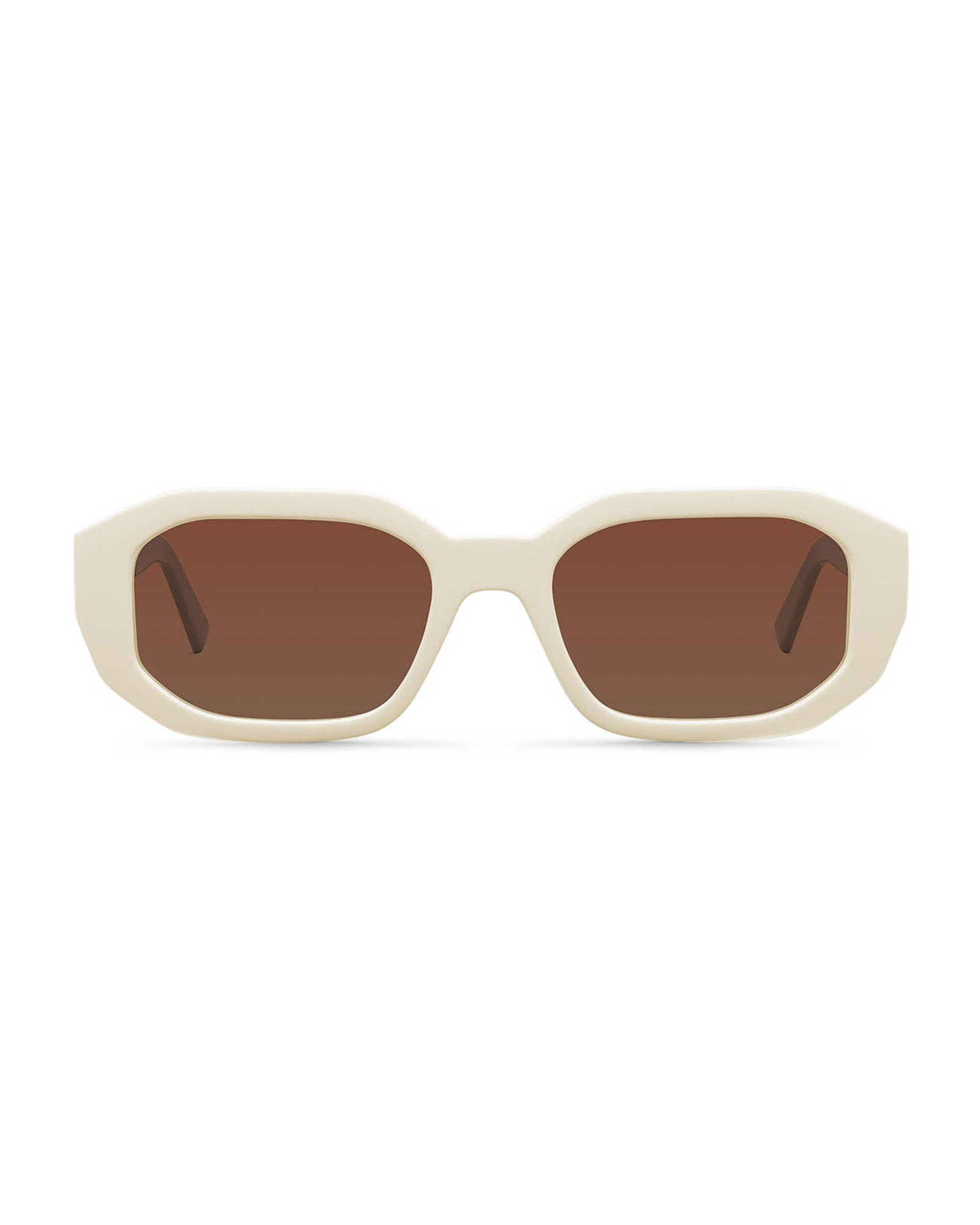 Cream Rectangular Sunglasses with Brown Lenses Classic Square Cat Eye Sunglasses | Yolo Eyewear main image 3
