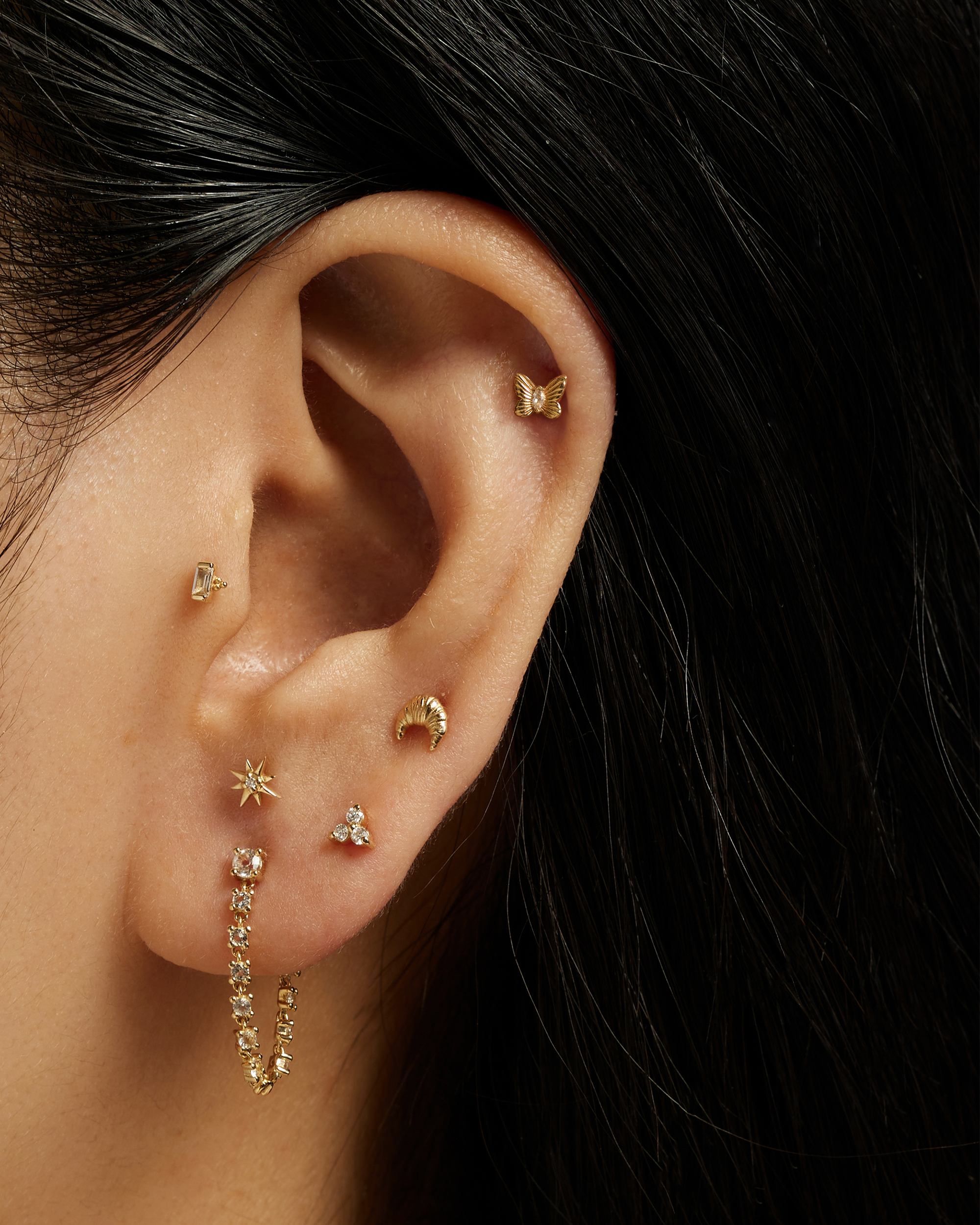14k Croissant Stud