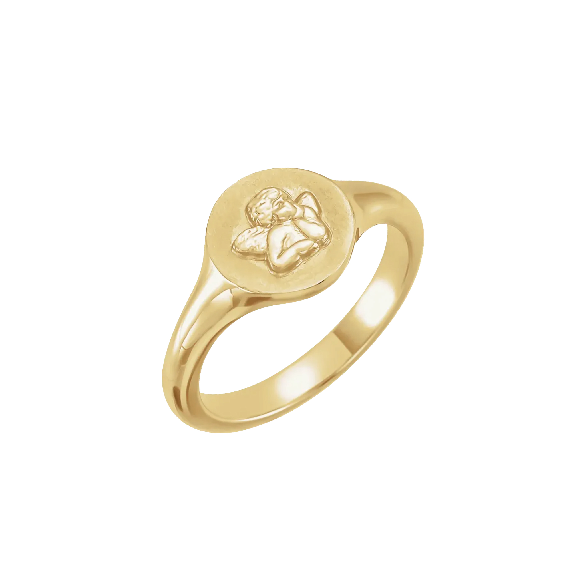 14k Cherub Pinky Signet Ring