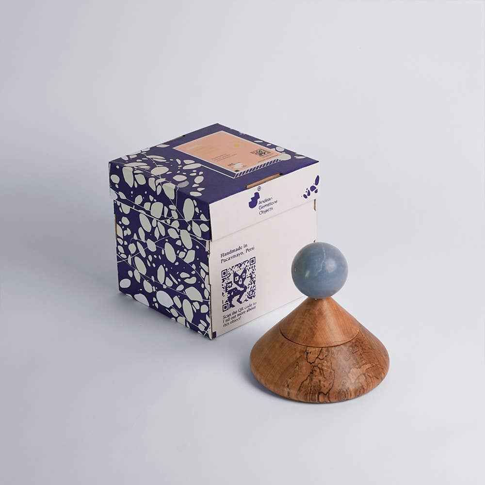 Cool cone jewel box w/ blue stone handle