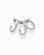 The Mod + Jo Eli Tripple Helix Ear Cuff features three polished silver bands in a modern, sculptural design. Its shiny finish stands out against a white background, offering an elegant ear cuff look with no piercing needed.