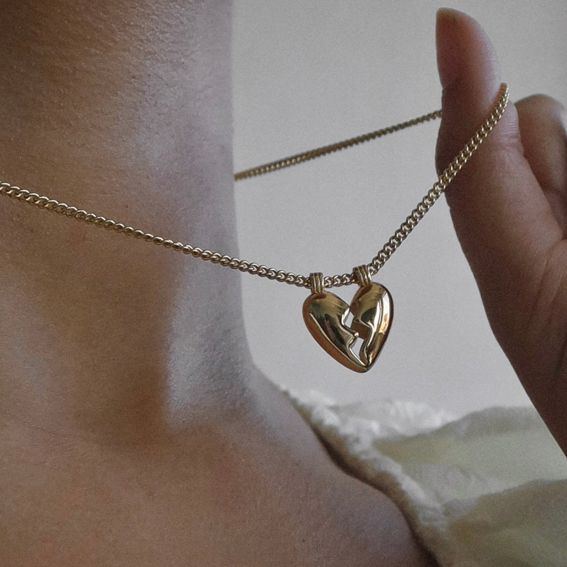 Couple Broken Heart Necklace in 18k Gold Vermeil Personalized with 2 names  | Forever My