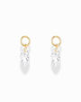 Mod + Jo Cove Sapphire Earring Charms featuring two gold hoop charms, each with a marquise-cut lab-grown white sapphire pendant in a floating setting.