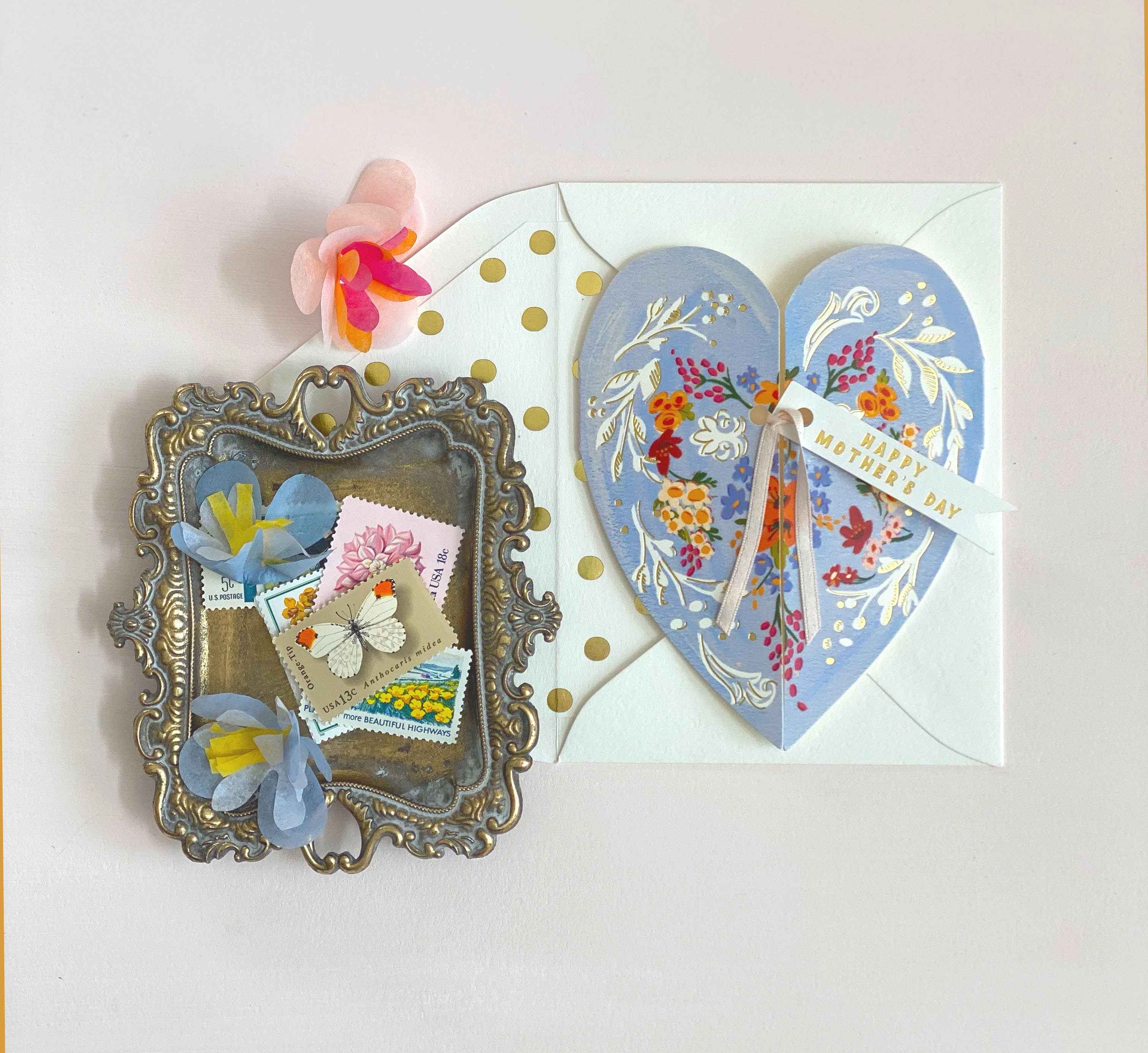 Blue Heart Happy Mother's Day Greeting Card