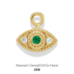 diamond emerald evil eye charm  | modandjo.com