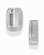 Two Elly Fluted Hoops by Mod + Jo are displayed on a white background. One earring is shown from the front, highlighting its silver rectangular hoop shape and ribbed, textured surface reminiscent of classic fluted designs, while the other earring is shown from the side.