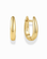 Jules Smooth Huggies, a pair of polished 14k gold plated huggie hoop earrings.