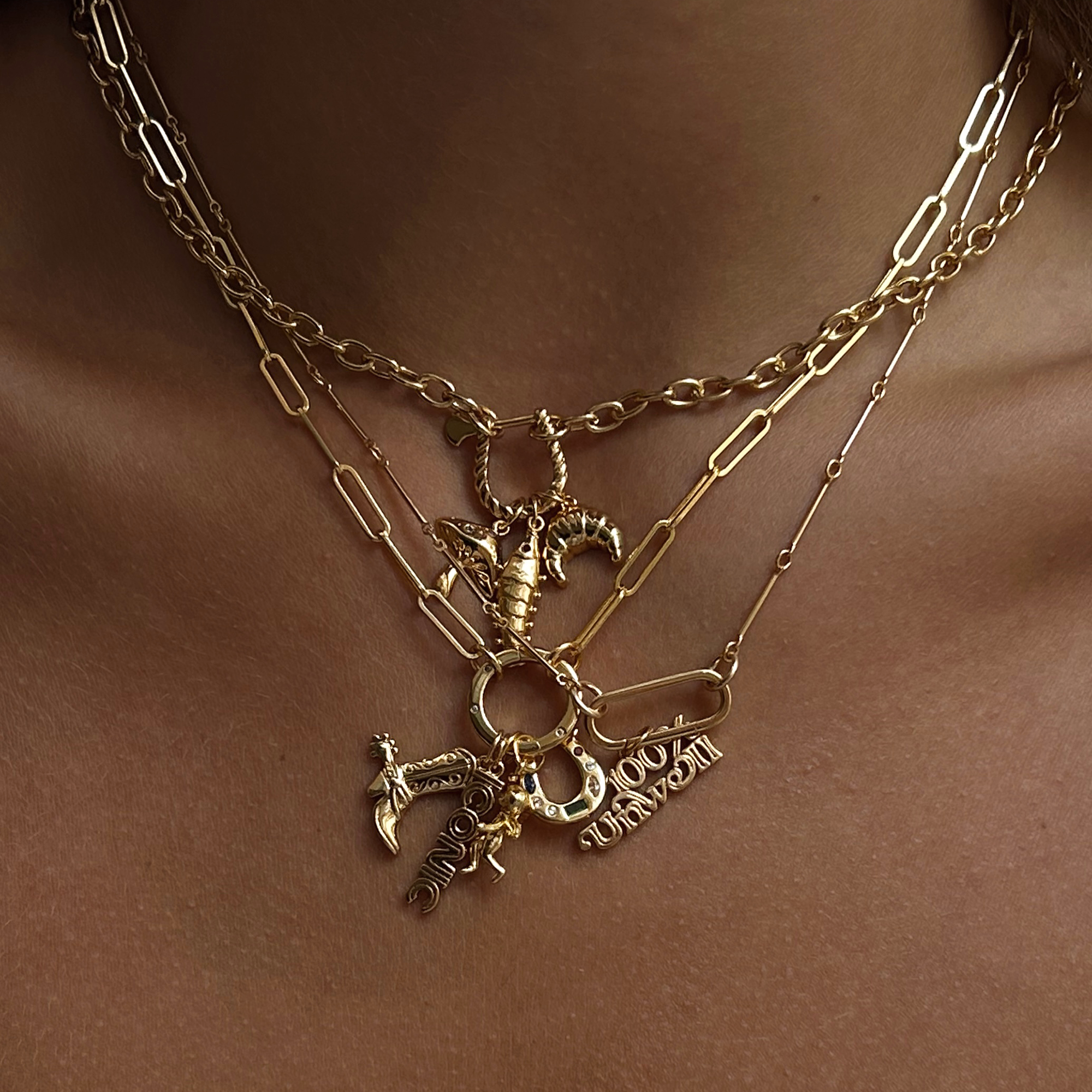 gold charm necklaces | mod + jo