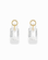 Mod + Jo Kit Sapphire Earring Charms featuring two rectangular, emerald-cut white sapphire charms hanging from gold-plated circular hoops.