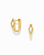 Introducing the Phoebe Kite Huggies by Mod + Jo, a pair of gold-plated earrings with a contemporary, minimalist silhouette. Each earring showcases a central, diamond-shaped cubic zirconia for added elegance. These stylish huggies are displayed against a plain white background.