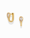 The Leighton Teardrop Huggies by Mod + Jo are gold plated earrings, each featuring a delicate teardrop-shaped clear cubic zirconia gemstone at the front, shown against a white background.