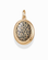 The Rory Gemstone Charm by Mod + Jo features an oval polished Dalmatian Jasper stone with a beige base and black spots, set in a smooth 14k gold over brass bezel with a top loop for easy attachment to a necklace.