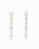 Two gold-plated Sade Sapphire Earring Charms, each featuring a vertical line of five round, faceted lab-grown white sapphires in a floating setting hanging from a circular hoop.