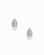 Displayed on a plain white background, the Uma Teardrop Studs by Mod + Jo are small, shiny silver earrings crafted in a sleek teardrop design and rhodium plated for enhanced durability and brilliance.