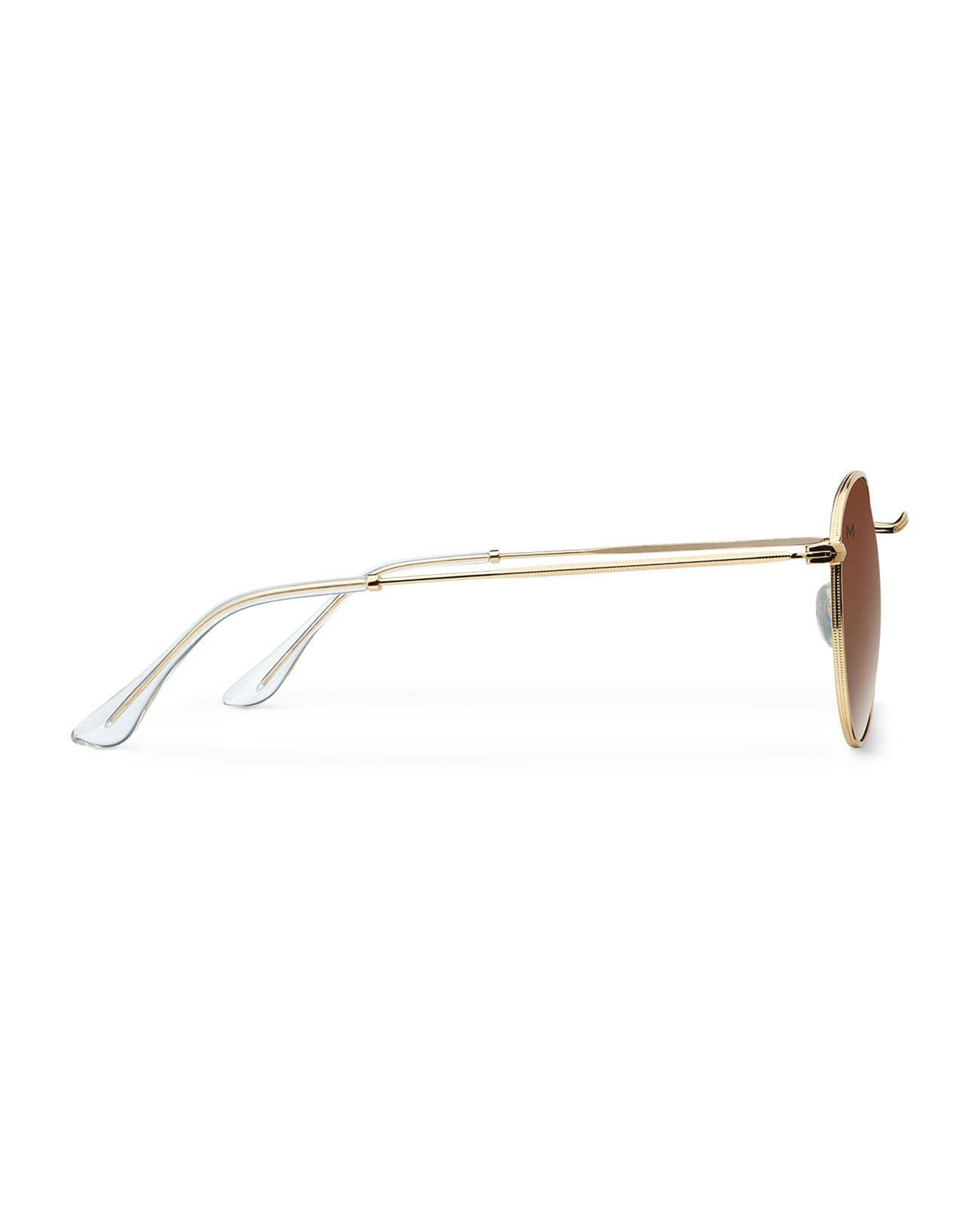 Gold-framed sunglasses on a white background