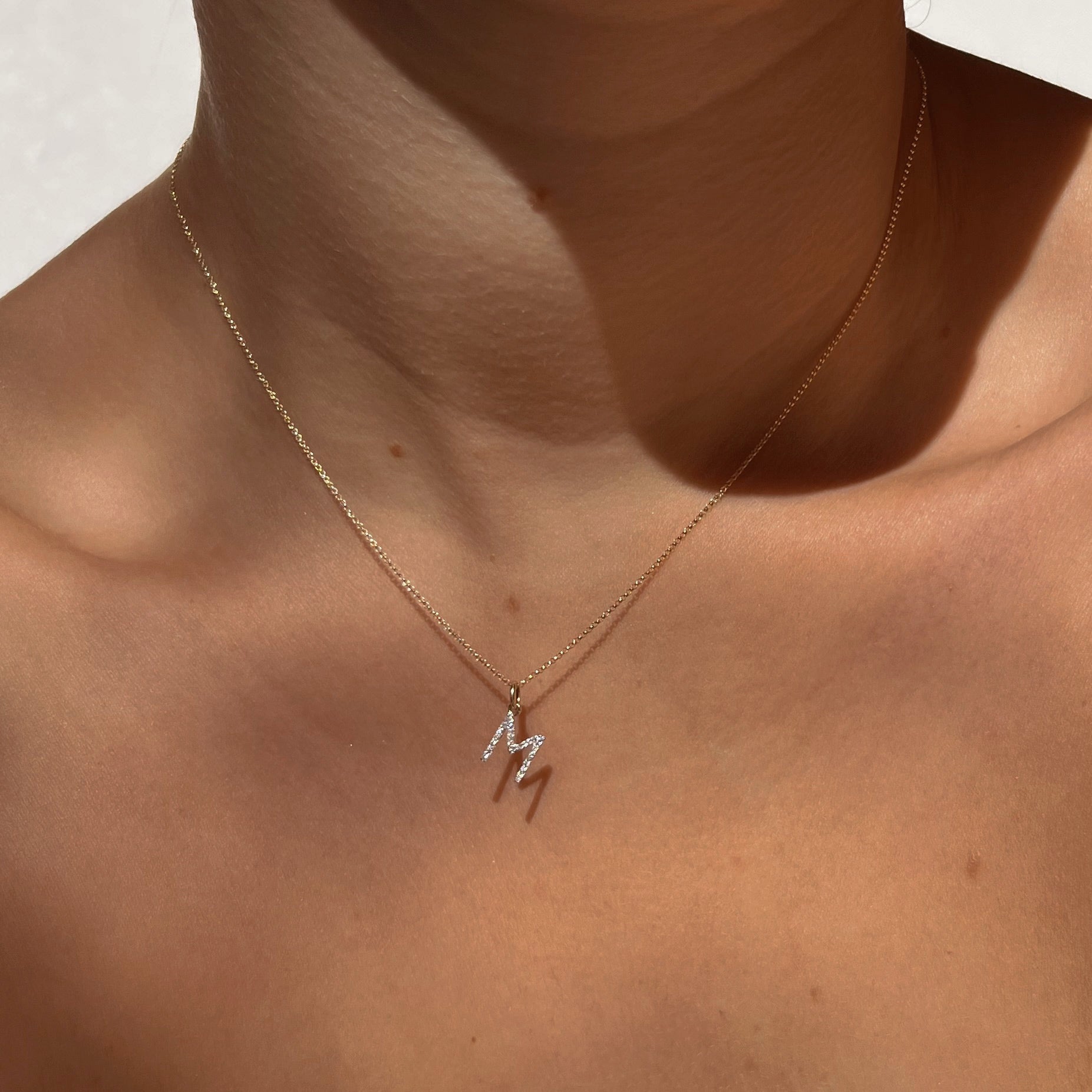 14k Diamond Initial Pendant Necklace