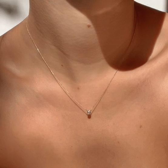14k Solitaire Diamond Necklace