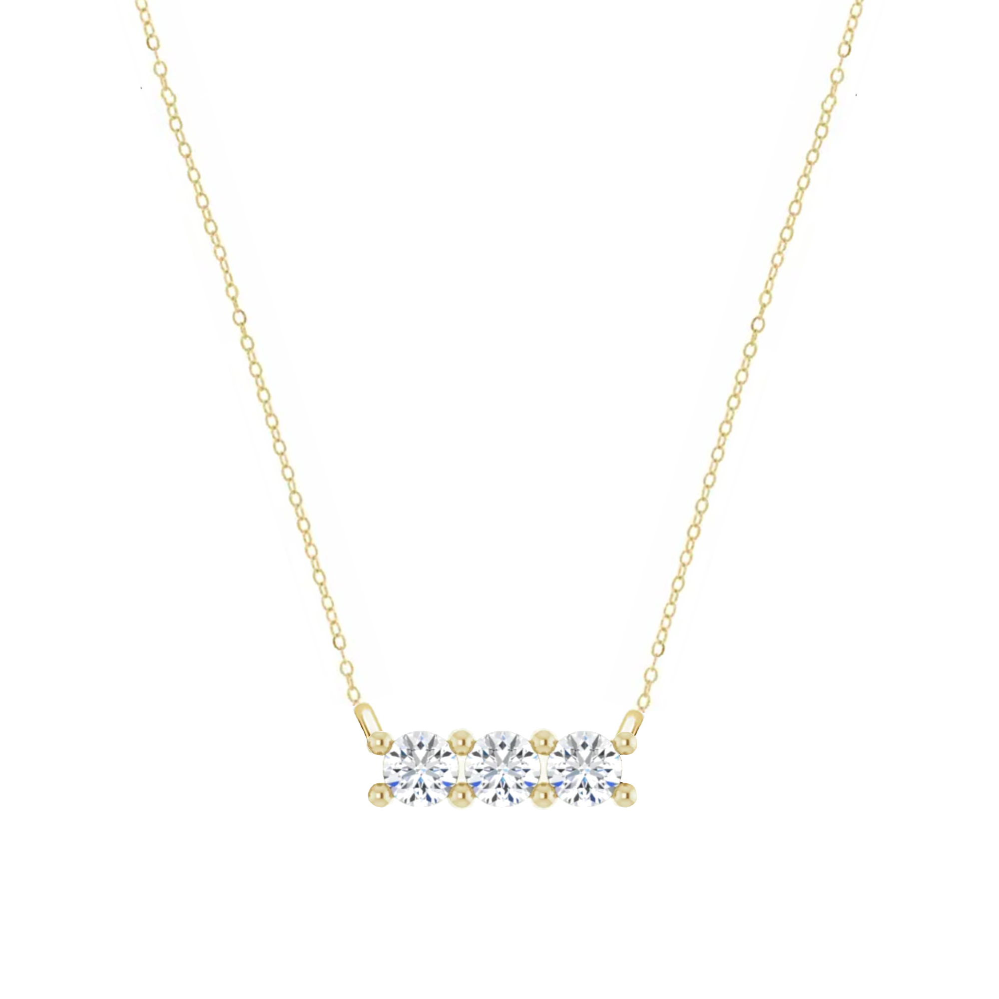 Diamond Bar Necklace in 14k White Gold