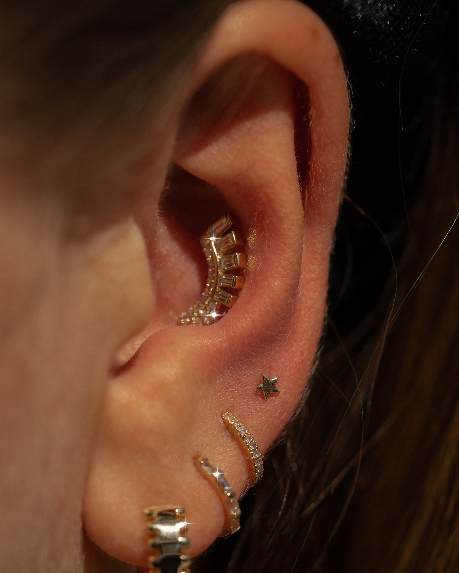 14k Baguette Arc Stud - Mod + Jo