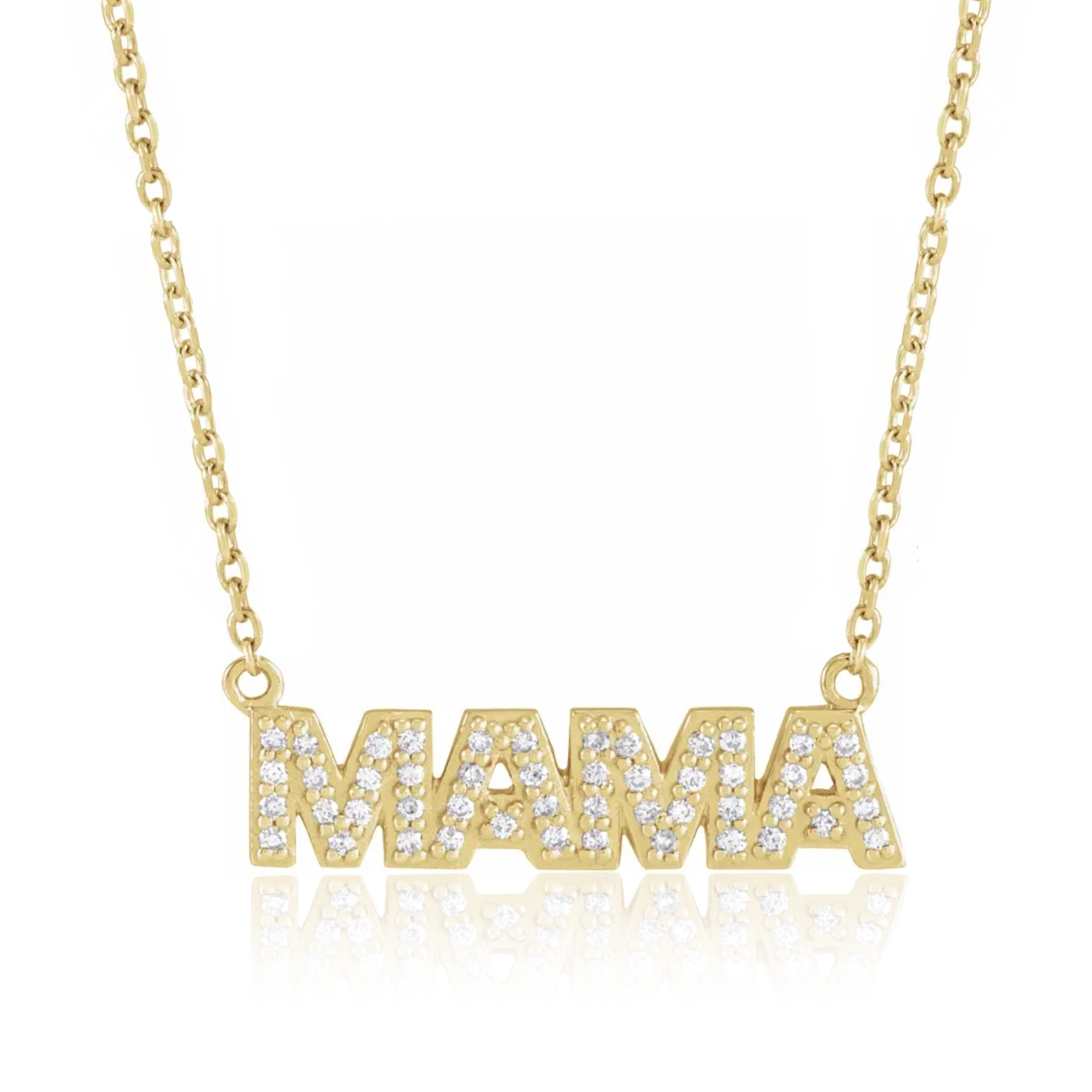 14k Mama Diamond Pendant Necklace