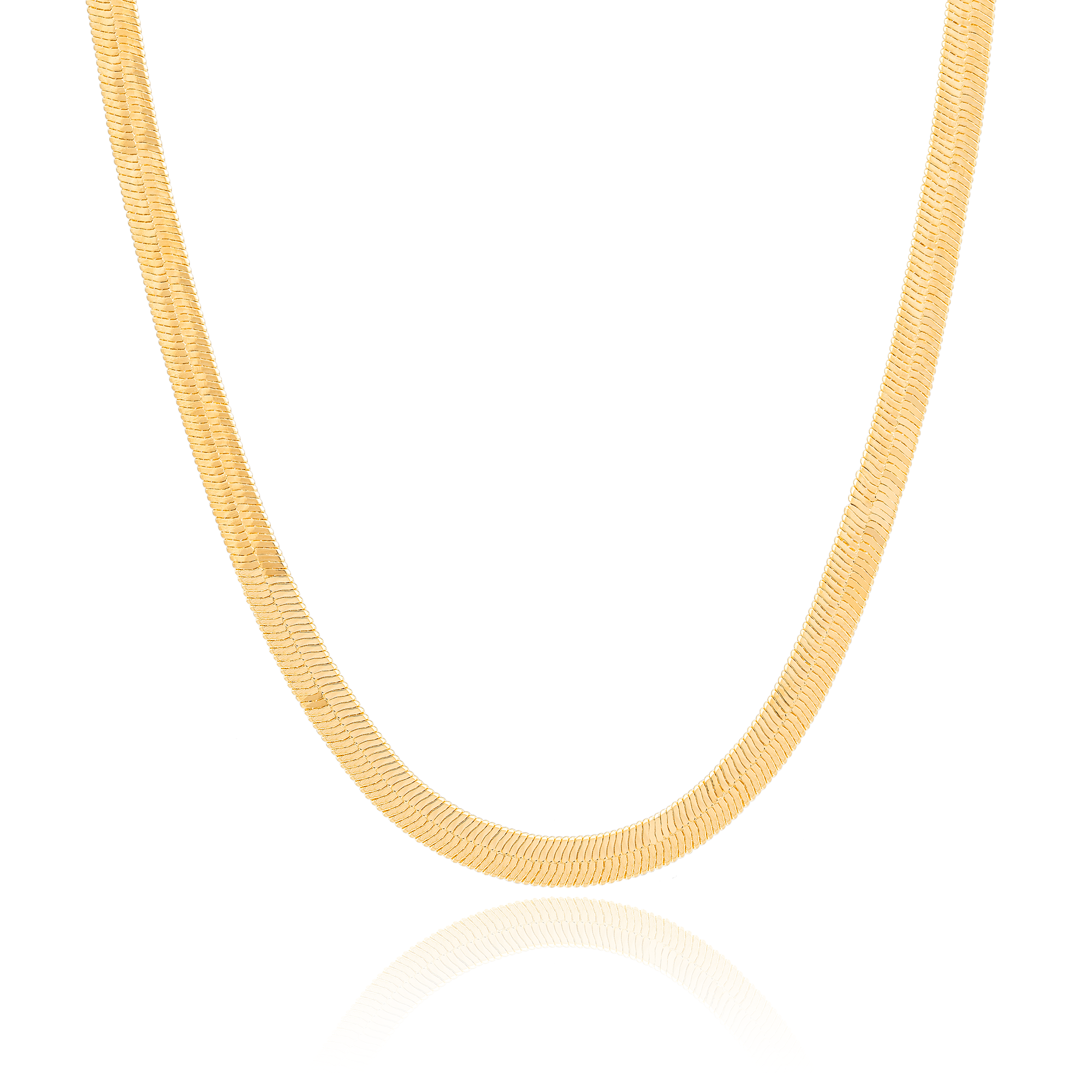 Natalia gold herringbone necklace - thick chain - 1